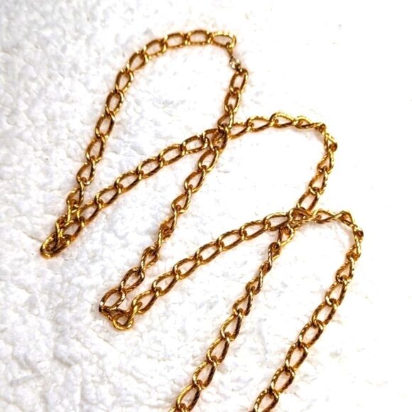 Vintage Napier Goldtone Chain Link Necklace w/ Brass Tin Container - Picture 3 of 13
